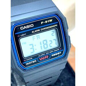 Casio Men's Watch F91W Quartz Digital Black Resin Sport 33mm Stopwatch